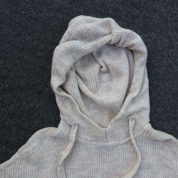 Abercrombie & Fitch Hooded Cardigan Sweater M Long Boxy Fit Ribbed Fisherman EUC - Picture 6 of 16